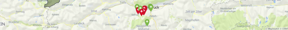 Kartenansicht für Apotheken-Notdienste in der Nähe von Axams (Innsbruck  (Land), Tirol)